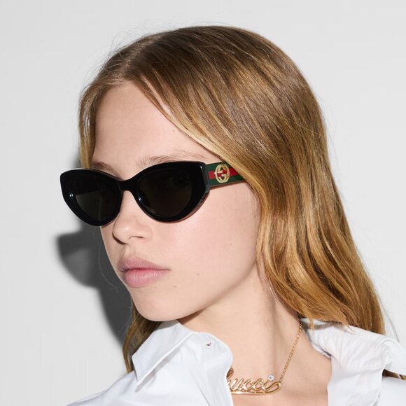 Gucci Women Sunglasses Black Red Grey Cat Eye GG1862S 001 NEW AUTHENTIC - Picture 9 of 10